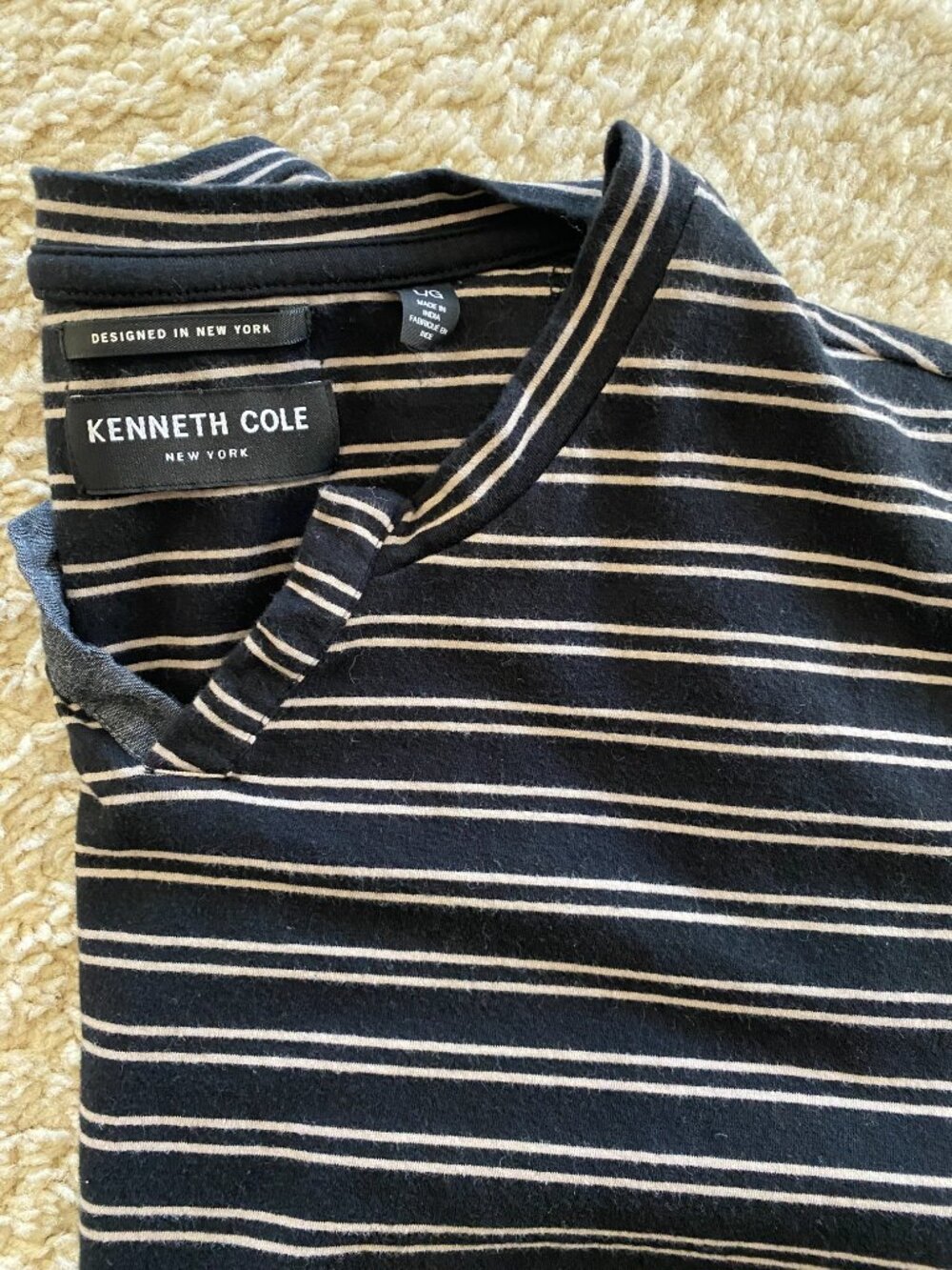 Kenneth Cole Black and white stripe tshirt Sz L